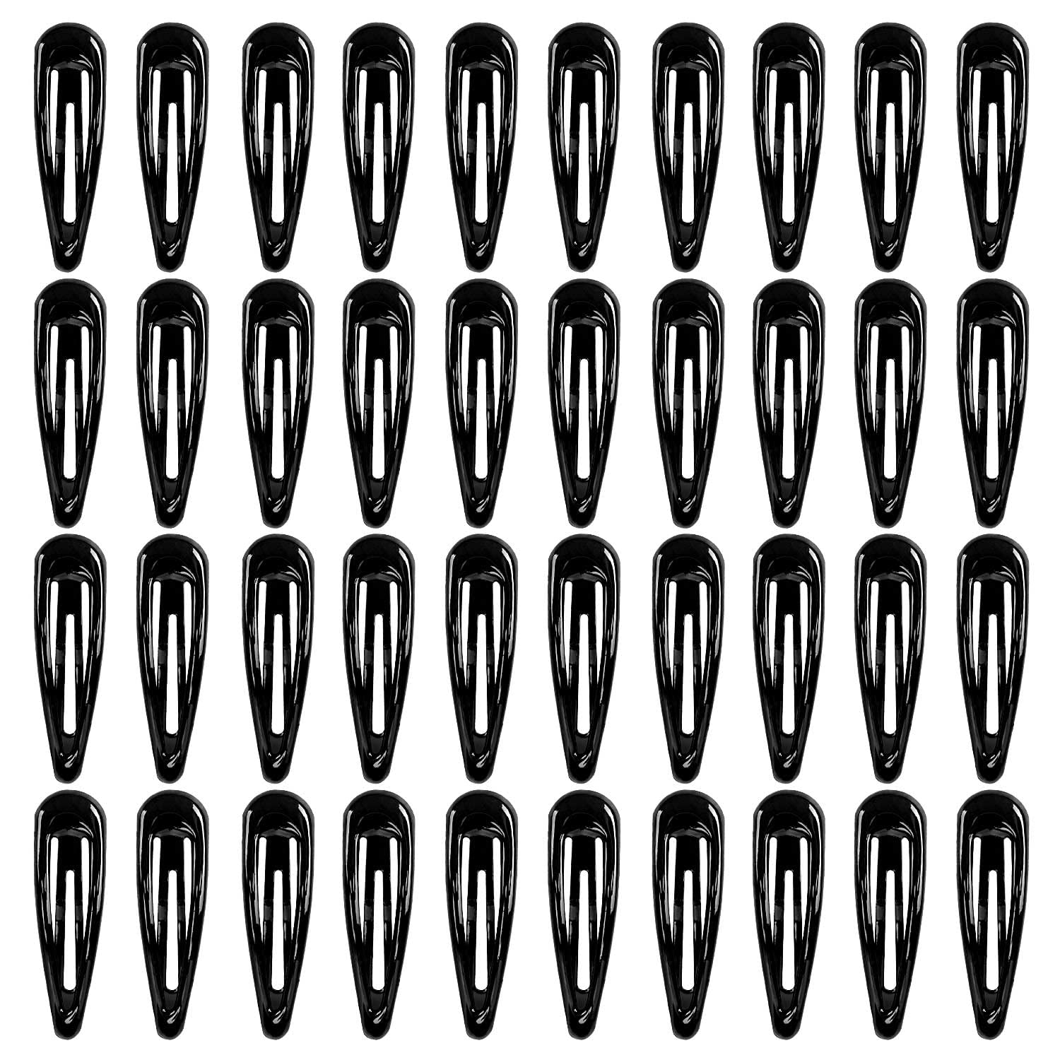 40Pcs Non-Slip Silicone Coated Hair Barrettes for Women & Girls - Metal Hair Clips with Drop Oil Protection - Perfect for School, Work, Parties and Daily Styling (Black)