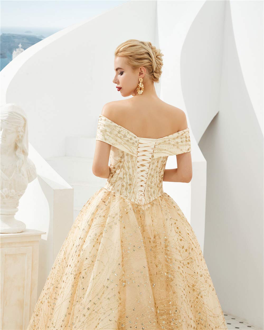 Elegant Off Shoulder Ball Gown Lace Applique Quinceanera Dress for Women - Long Tulle Prom Dress for Homecoming, Wedding, and Special Occasions