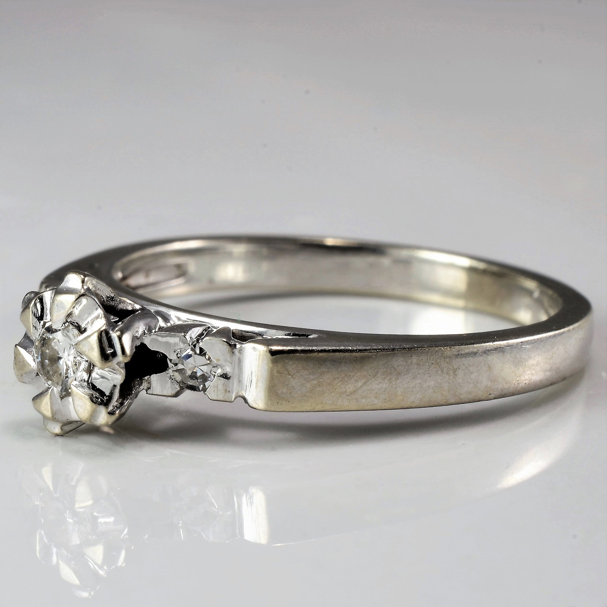 Vintage Style White Gold Diamond Ring - 0.04 Carat Total Weight - Size 6 - Perfect for Engagement, Anniversary & Special Occasion Gifts