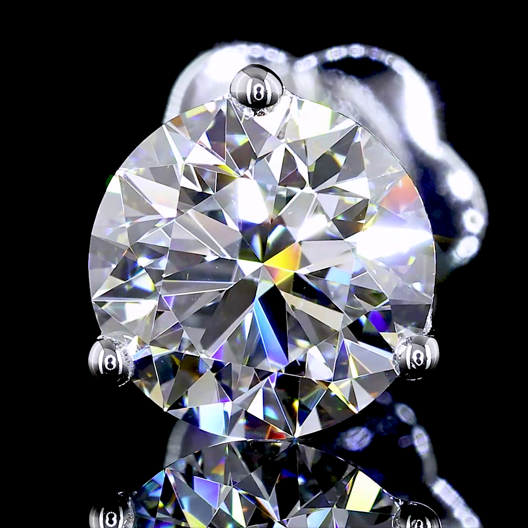 2.09 Carat Lab Grown Round Diamond Earrings - F Color VVS2 Clarity - 14K White Gold Martini Setting | Perfect for Weddings, Anniversaries & Special Occasions