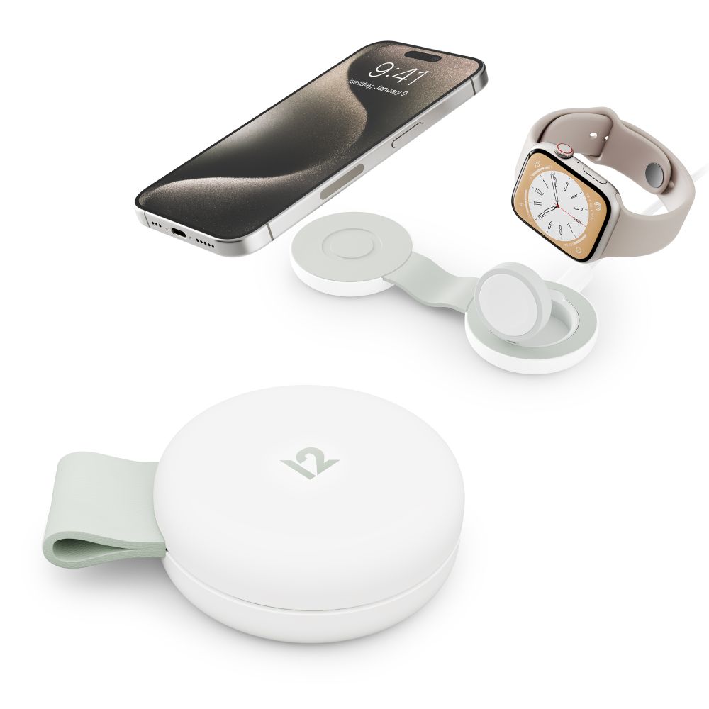 Twelve South ButterFly SE 2-in-1 Qi2 Fast Wireless Charger for iPhone & AirPods | Portable Travel Charging Station for Home, Office & Car