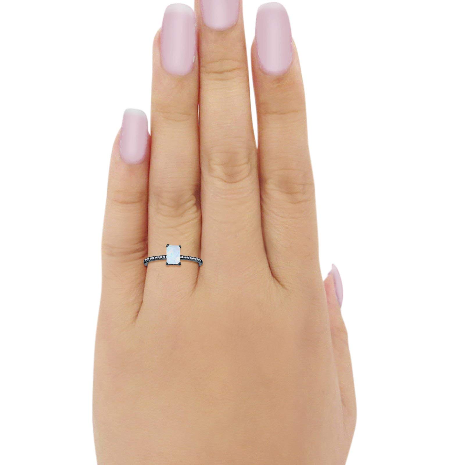Blue Apple Co. Art Deco Radiant Cut Wedding Engagement Ring - 925 Sterling Silver Round Cubic Zirconia for Women - Perfect for Proposals, Anniversaries & Special Occasions