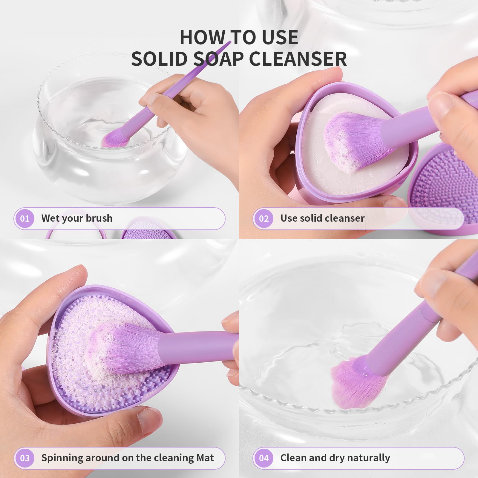 Docolor Vegan Makeup Brush Cleaner Set with Coconut Oil - Perfect for Cleaning Sponges & Brushes at Home