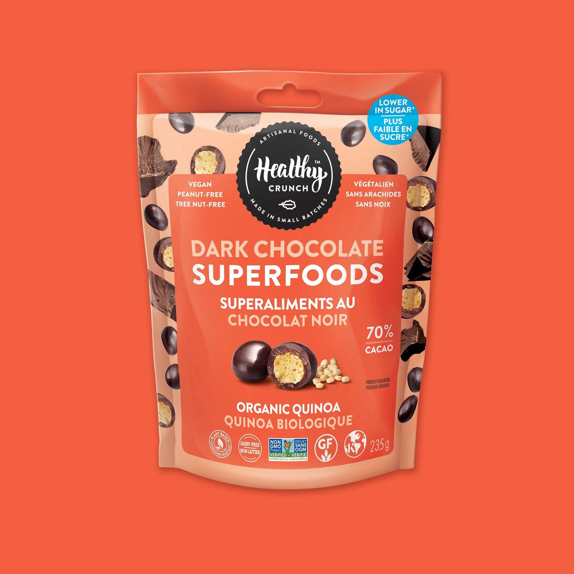 Organic Quinoa Dark Chocolate Superfoods - Healthy Vegan Snack for Energy Boost, Weight Loss & Gluten-Free Diet | Perfect for Breakfast, Post-Workout & On-the-Go Nutrition