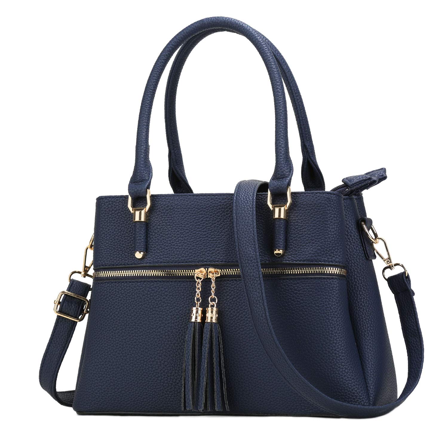 KKXIU Women's Leather Satchel Handbag with Shoulder Strap, Multiple Pockets & Zipper Closure - Stylish Crossbody Purse for Work, Travel & Everyday Use