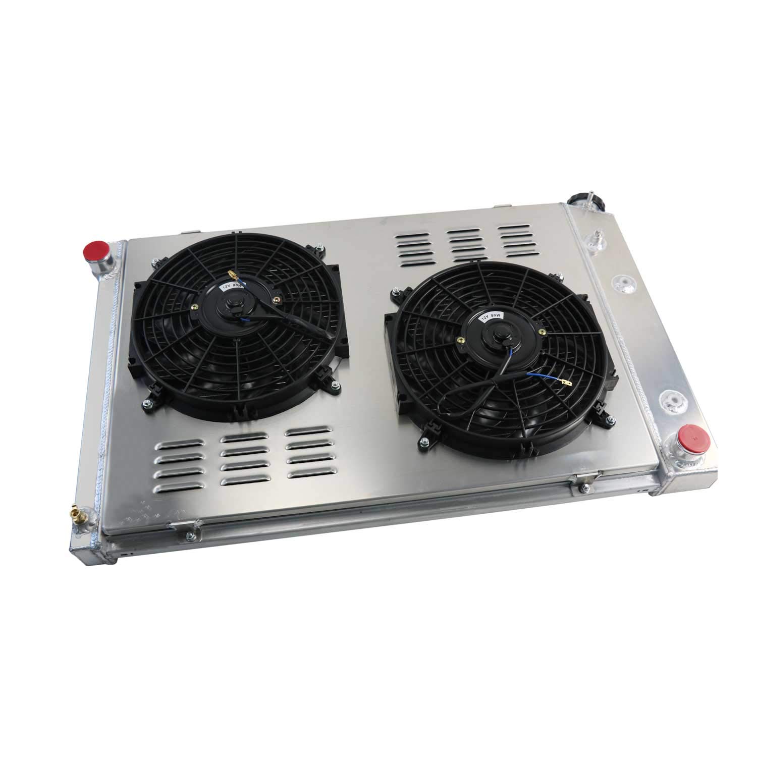 1981-1991 Chevy GMC CK C10 C20 C30 C1500 C2500 C3500 3-Row Aluminum Radiator with Shroud, Fans & Relay Wiring Kit - Heavy Duty Cooling Upgrade for Trucks, Off-Road & Towing
