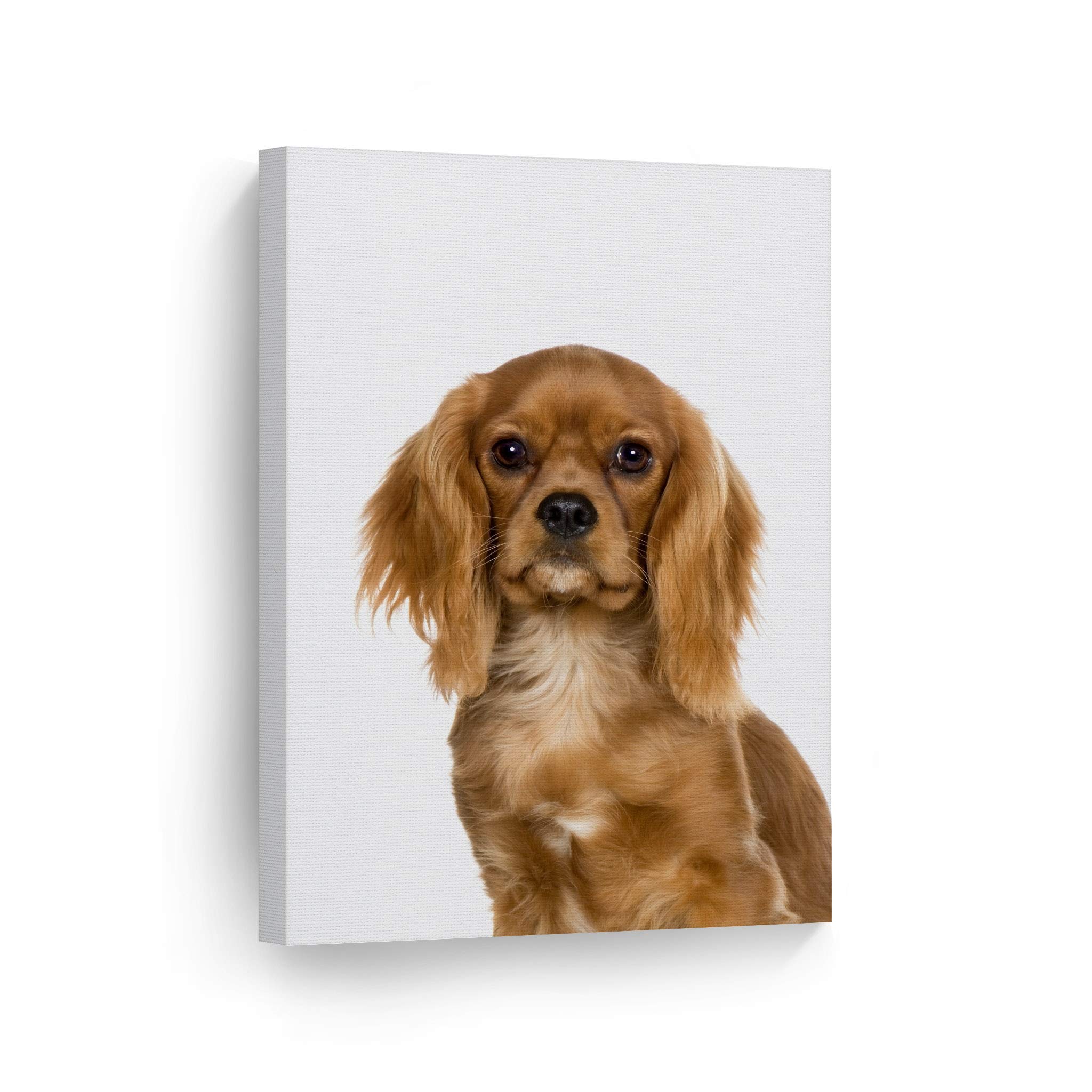 Cavalier King Charles Spaniel Dog Portrait Canvas Print - Woodland Animal Wall Art for Pet Lovers, Dog Owners, Mom & Dad Gift - Nursery, Bedroom, Kids Room Decor (40x30 Inches, Rolled)