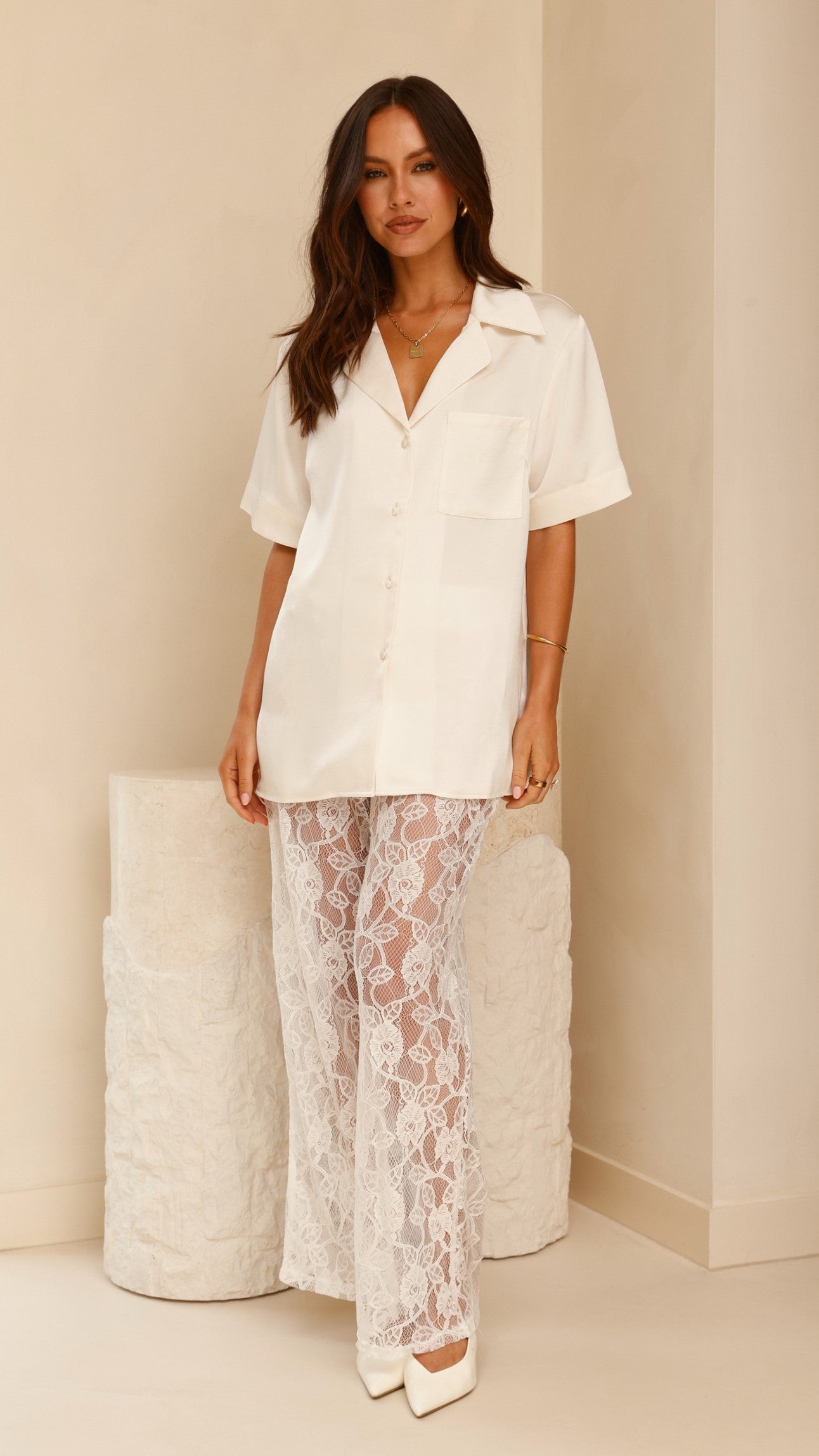 Baxter Pant White Lace - Elegant Women's Lace Pants for Casual Wear, Date Night & Special Occasions