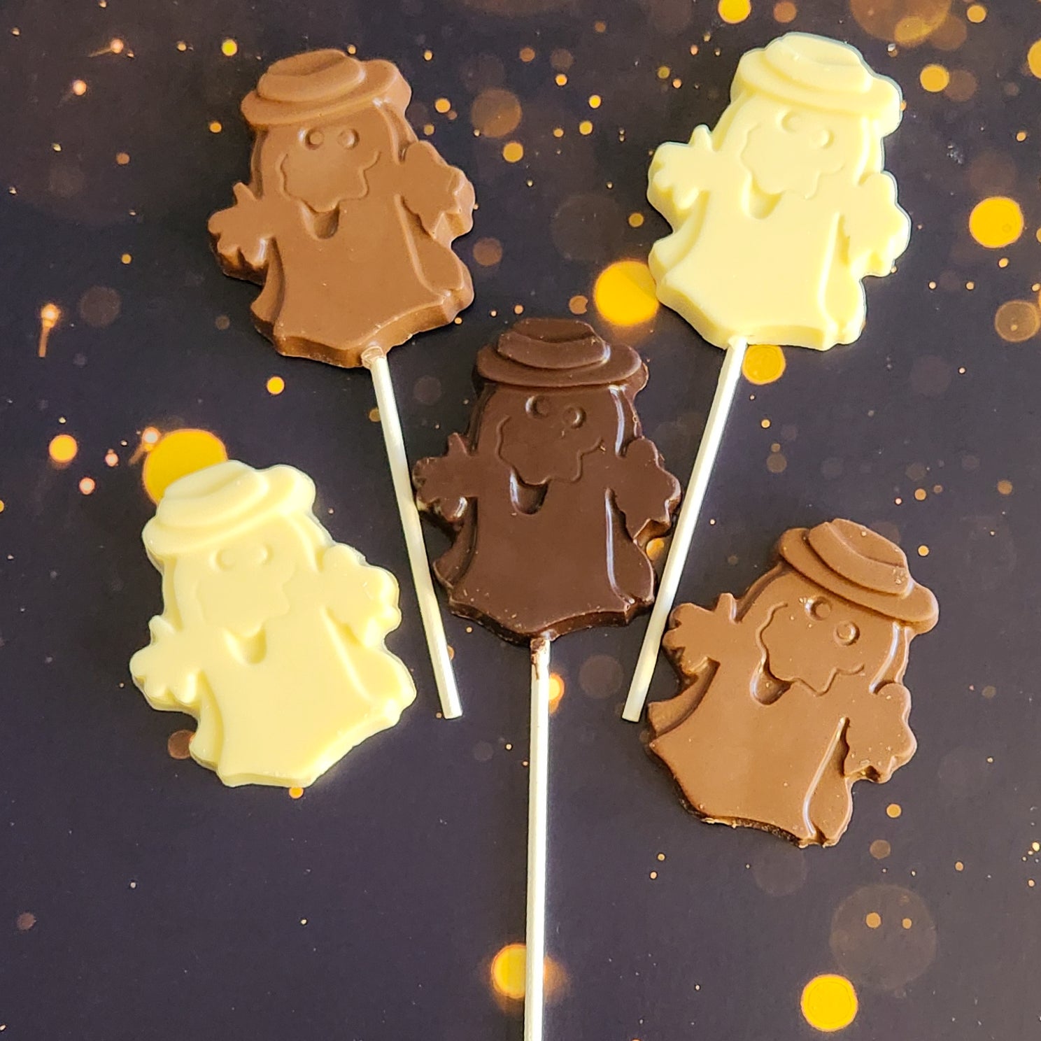 Spooky Chocolate Ghost with Hat - Halloween Party Favors, Trick or Treat Gifts & Decorative Treats for Kids