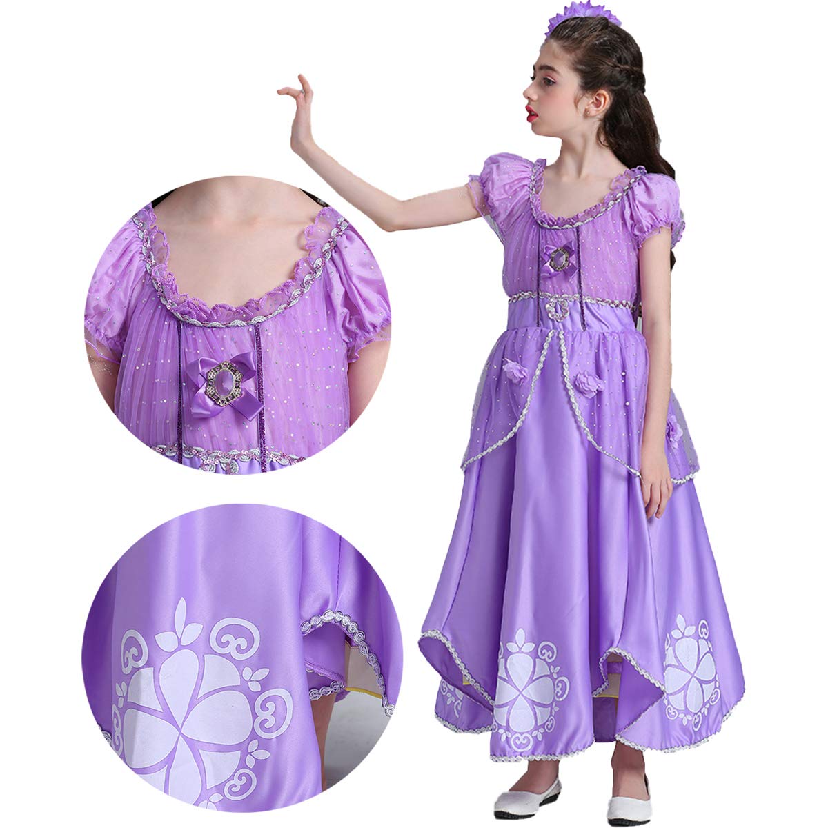 Sofia Princess Birthday Dress for Girls | Rapunzel Halloween Costume | Pageant Christmas Evening Party Ball Gown | Perfect for Birthday Parties, Halloween, Pageants & Special Occasions