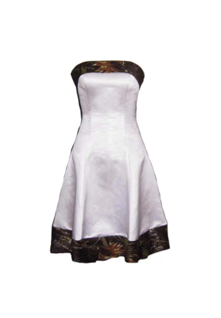 2021 A-Line Knee-Length Camouflage Wedding Dress for Bride – Short Sleeve Bridal Gown for Outdoor, Military, or Unique Theme Weddings