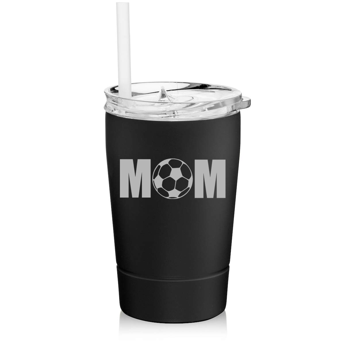 12 oz Stainless Steel Vacuum Insulated Tumbler with Straw - Double Wall Insulated Coffee Travel Mug for Hot & Cold Drinks - Perfect for Moms, Soccer Games, Commuting & Outdoor Activities (Black)