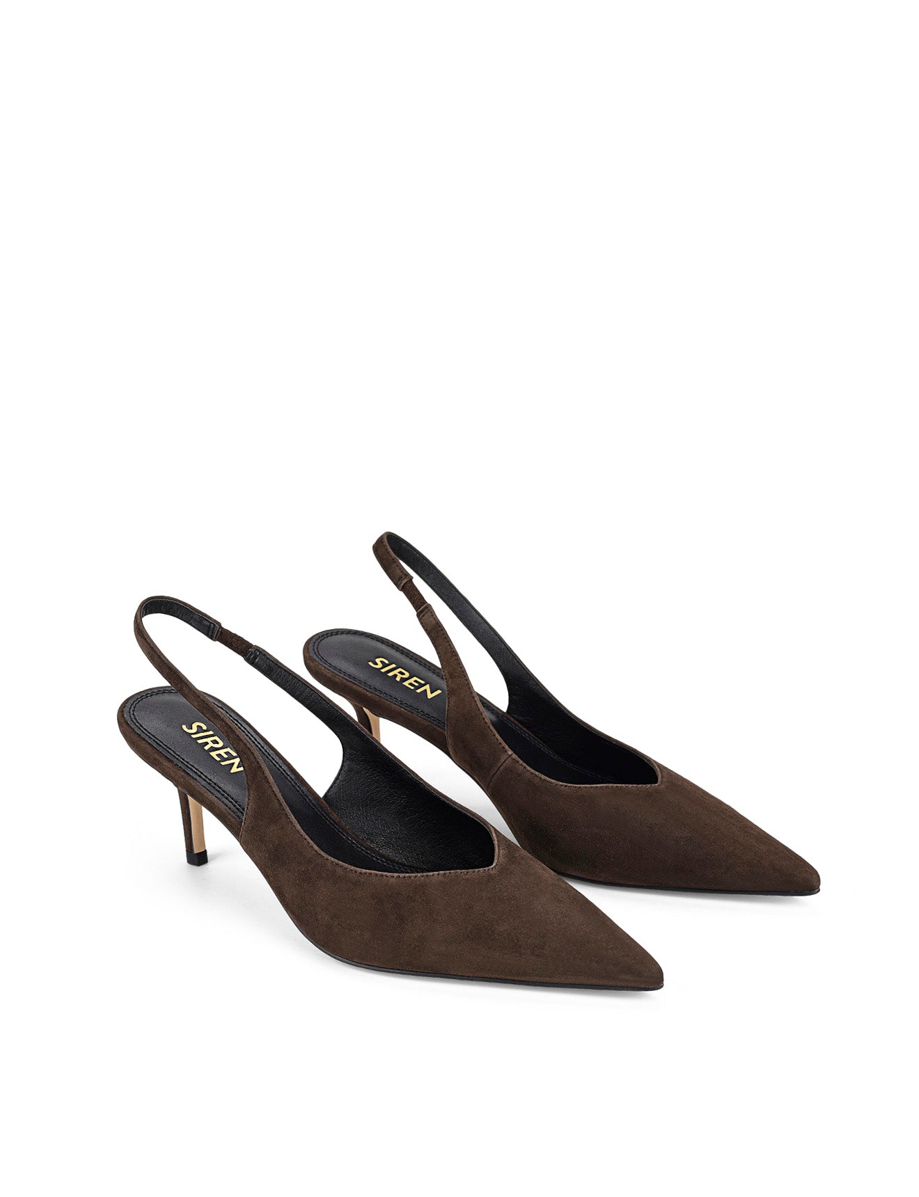 Yory Slingback Kitten Heels - Women's Comfortable Low Block Heel Shoes in Chocolate Brown Suede for Office, Wedding & Casual Wear