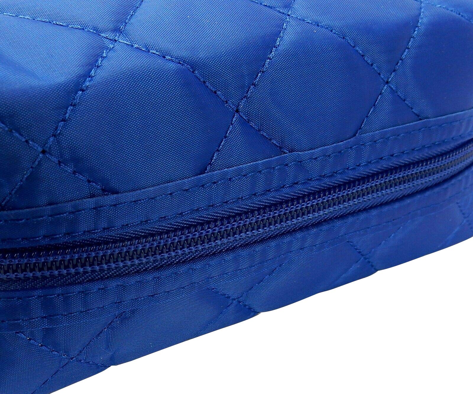 Kingsley Quilted Makeup Bag Set of 2 - Waterproof Travel Cosmetic Organizer with Zipper - Multi-Purpose Storage Pouch for Toiletries, Jewelry & Essentials - Perfect for Travel, Gym & Daily Use - Blue