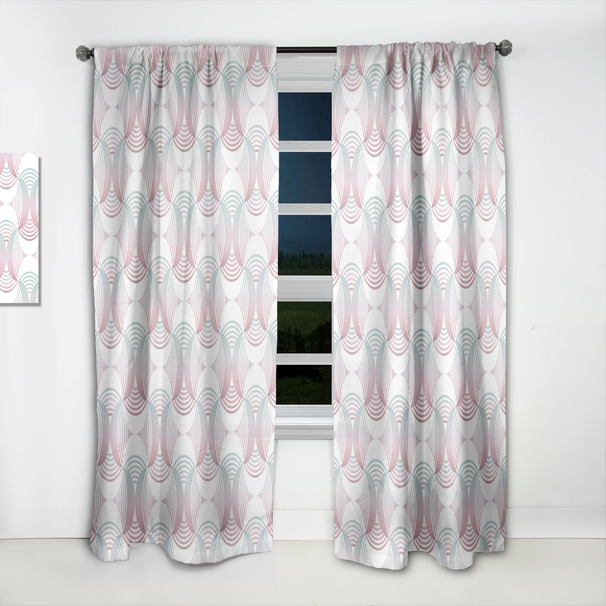 DesignQ Retro Geometric Abstract Pattern Thermal Insulated Curtains - Single Panel 52x95 Inches - Blackout Drapes for Bedroom & Living Room - Perfect for Home Decor & Sun Protection