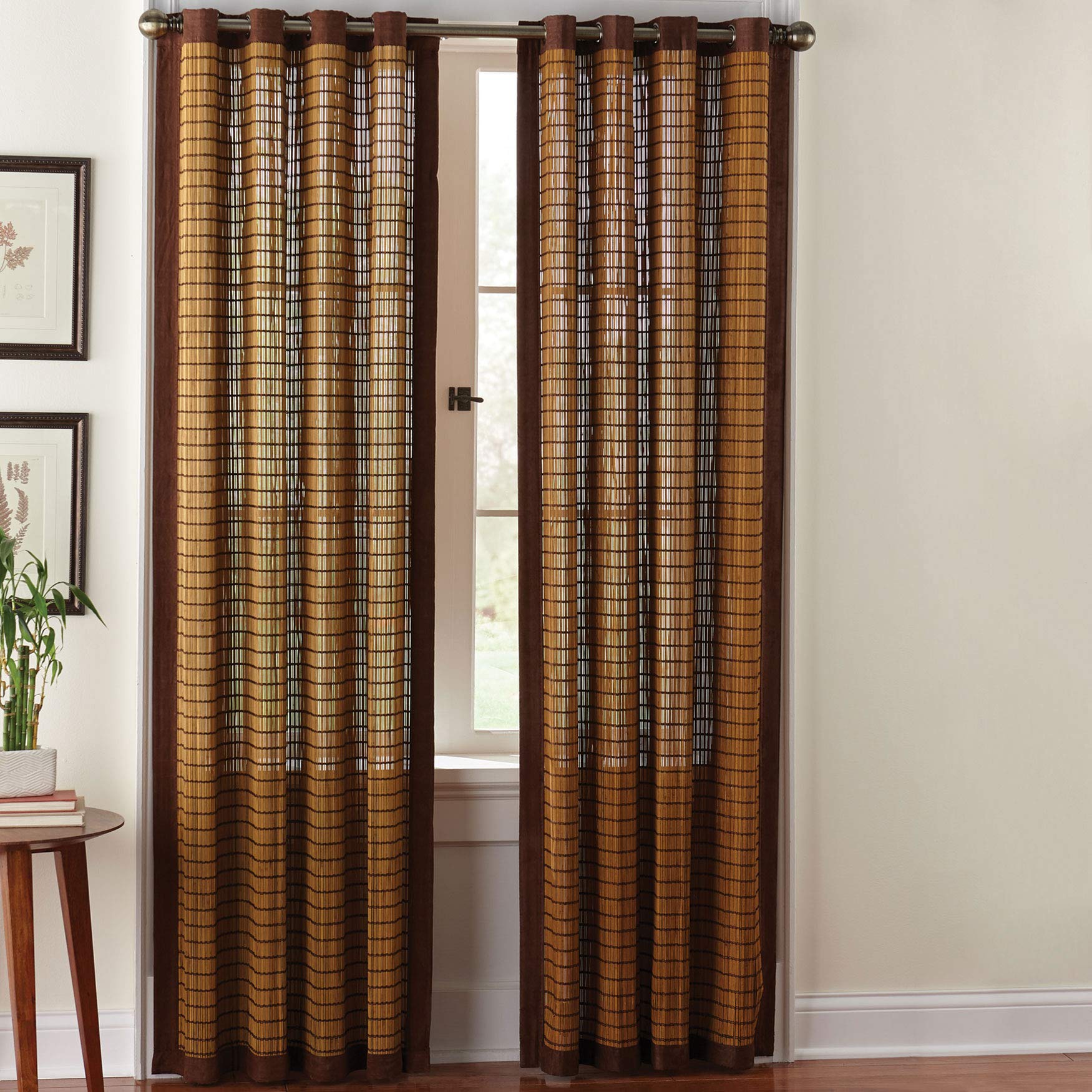 BrylaneHome Grommet Panel Window Curtain - 42 Inch Wide x 84 Inch Long, Honey Oak Brown - Perfect for Living Room, Bedroom & Home Decor
