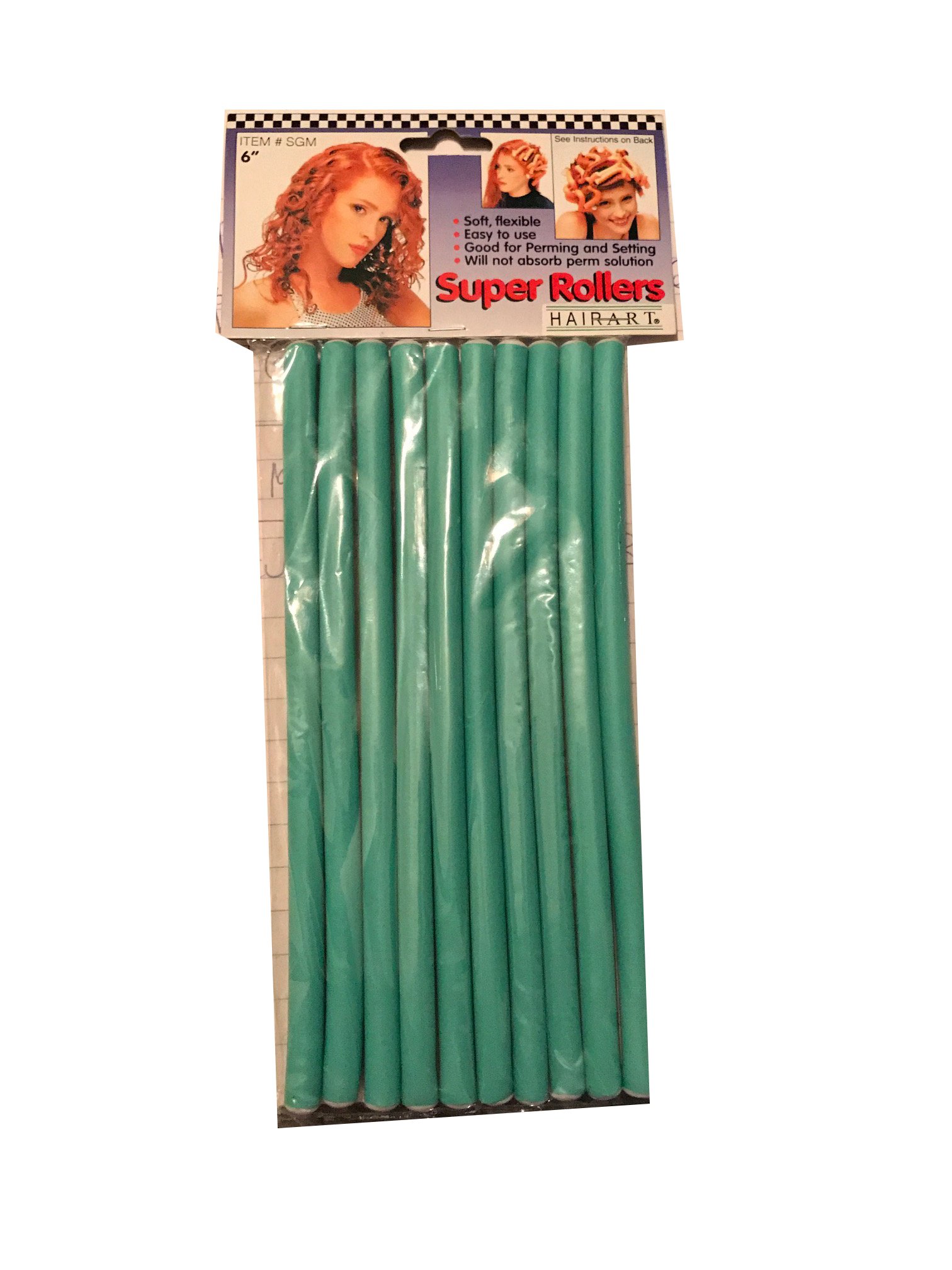 Long Super Rollers - Green | High-Quality Hair Rollers for Salon & Home Use | Perfect for Curling, Styling & Volume