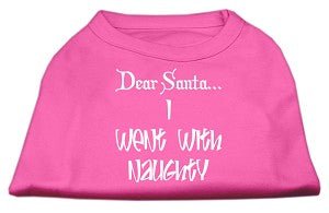 Dear Santa I Went with Naughty Screen Print Dog T-Shirt - Funny Pet Apparel for Christmas in Multiple Colors - Perfect for Holiday Photos & Dog Lovers Gifts