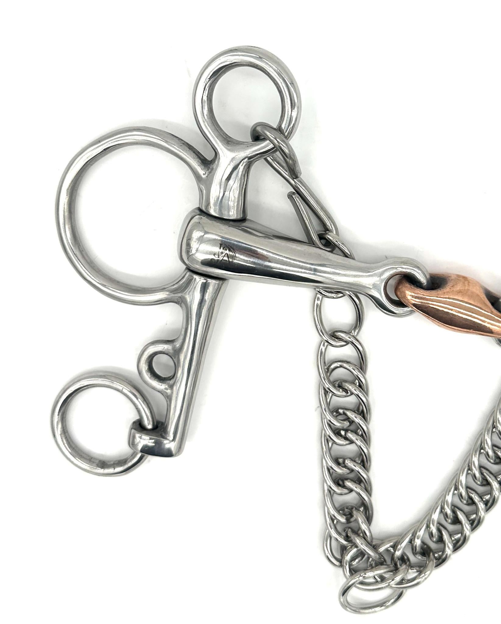 Jake Adams Small Copper Double Jointed Elliptical Pelham Bit - English Horse Riding Training Bit for Dressage & Jumping - Perfect for Show Horses & Equestrian Competitions