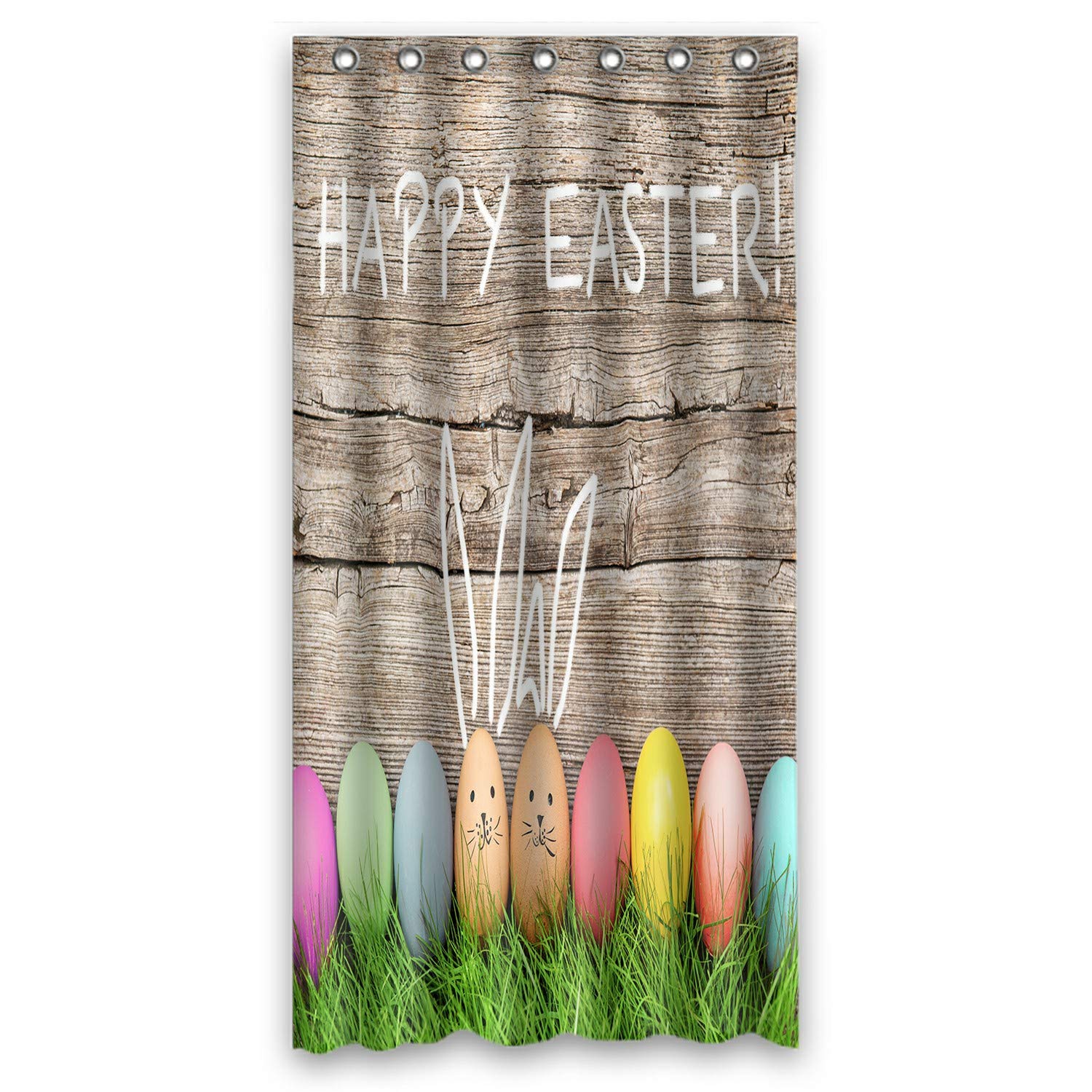 Funny Bunny Easter Eggs Green Grass Shower Curtain - Waterproof Bathroom Decor for Happy Easter (36x72 Inch) - Perfect for Easter Party, Spring Home Decor & Holiday Bathroom Upgrades