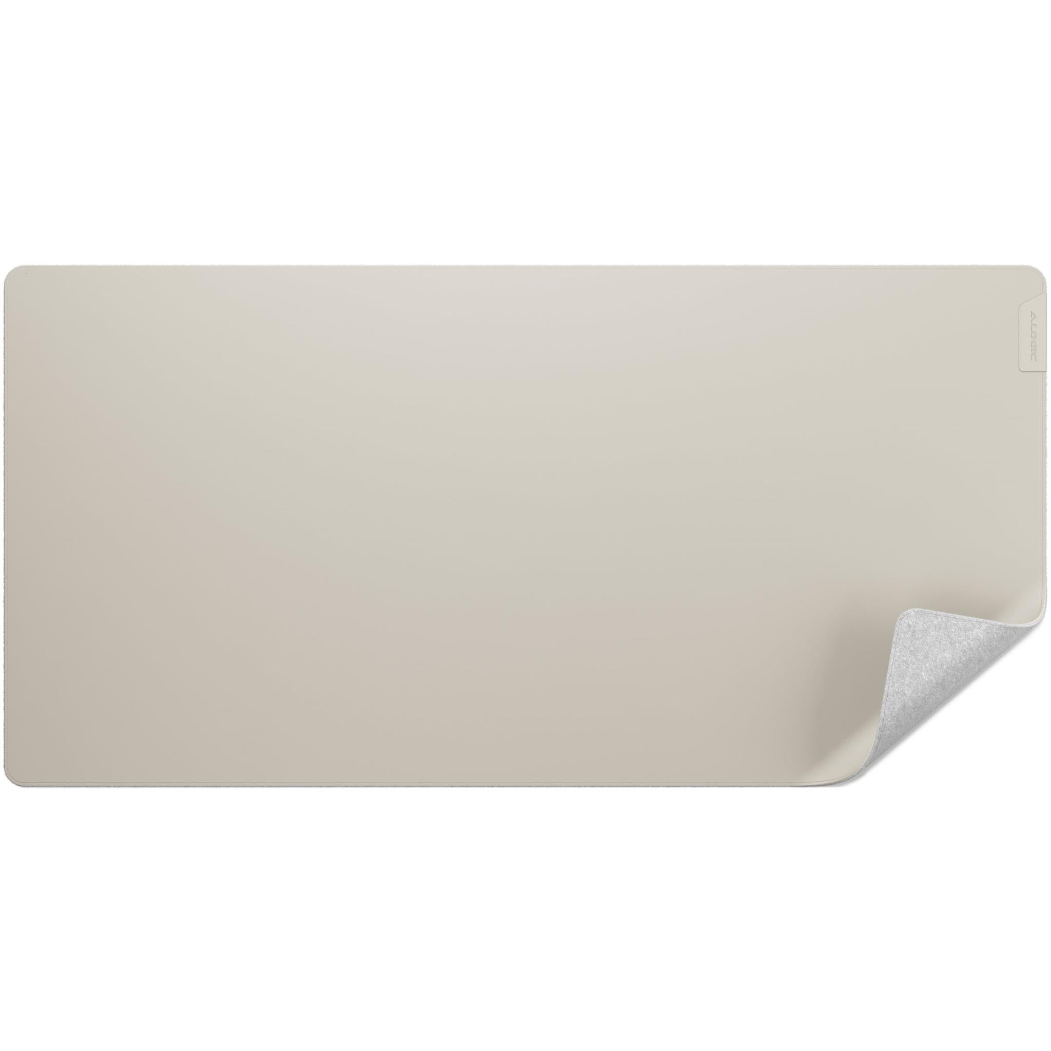 Premium Reversible Desk Mat - Alogic Duo with Vegan Leather & Felt (Light Grey/Vanilla) | Office & Home Workspace Accessory for Laptops & Desktops