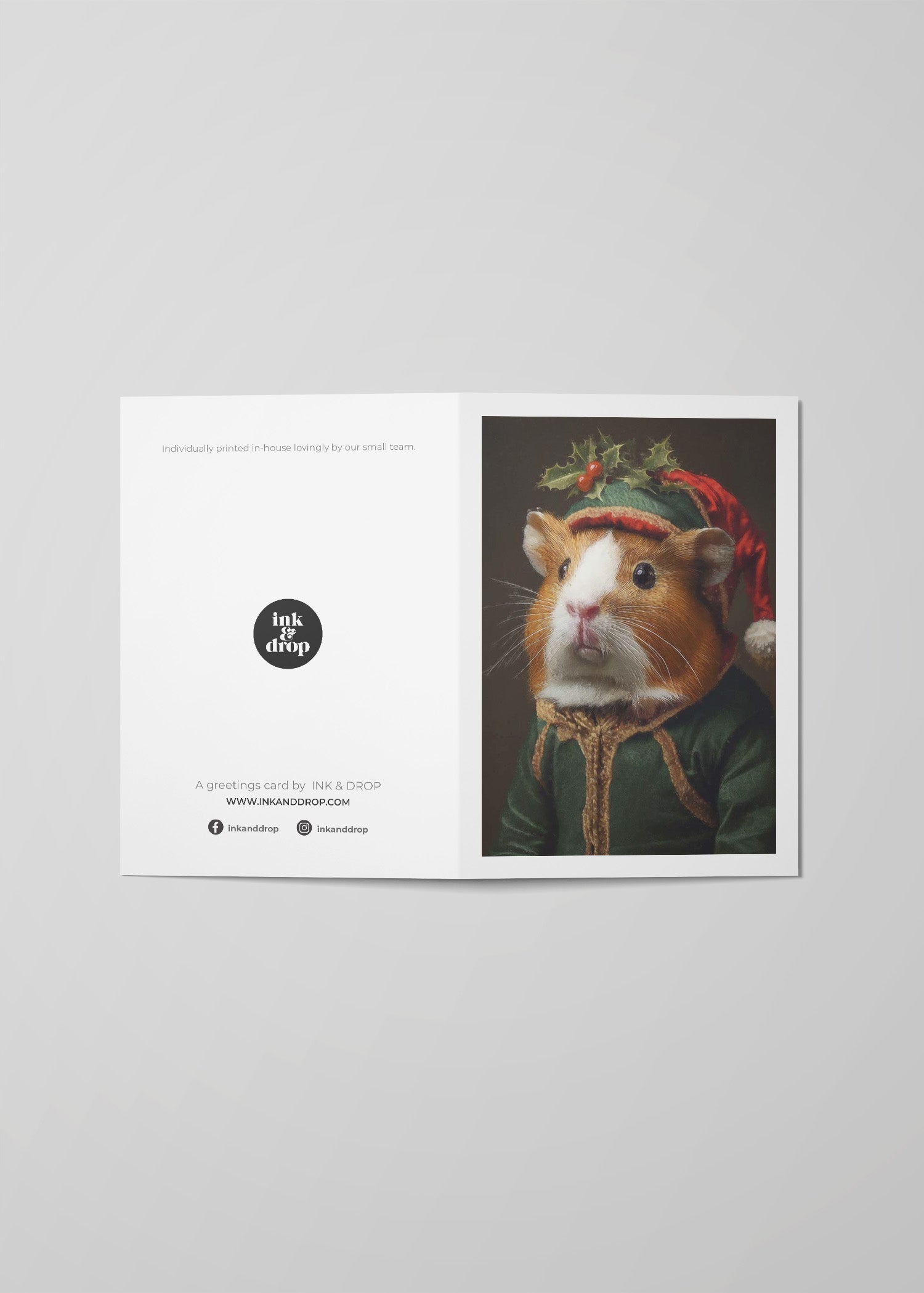 Hamster Portrait A6 Christmas Greeting Card - Cute Holiday Card for Pet Lovers, Festive Season Wishes, Perfect for Gifts & Holiday Decorations