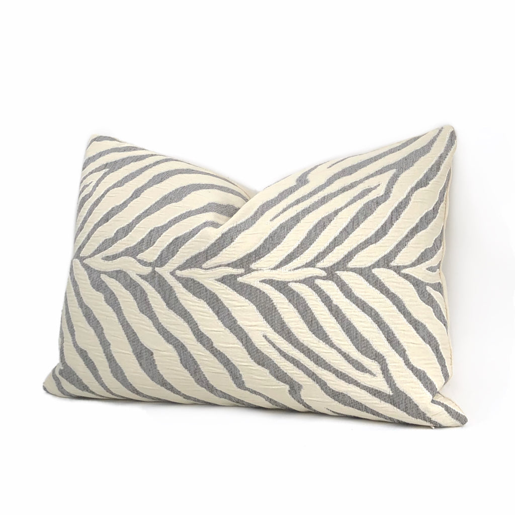 Gray Cream Tiger Zebra Stripes Upholstery Chenille Pillow Cover - Soft Decorative Throw Pillow Case for Sofa, Bed, Couch - Home Decor & Living Room Accessories