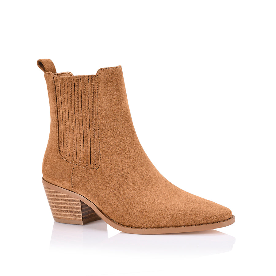 Dale Chelsea Ankle Boots for Women - Tan Micro Suede - Comfortable Slip-On Booties for Casual Wear, Office & Fall Fashion