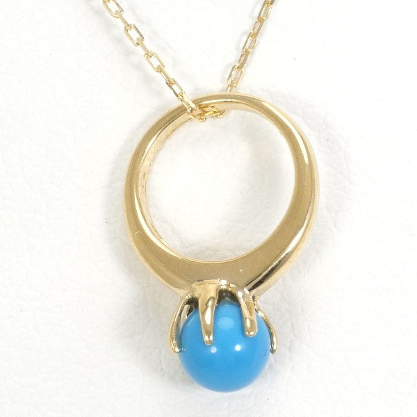 18K Yellow Gold Turquoise Necklace for Women | Handmade Genuine Turquoise Pendant | Elegant Jewelry Gift for Birthday, Anniversary & Special Occasions