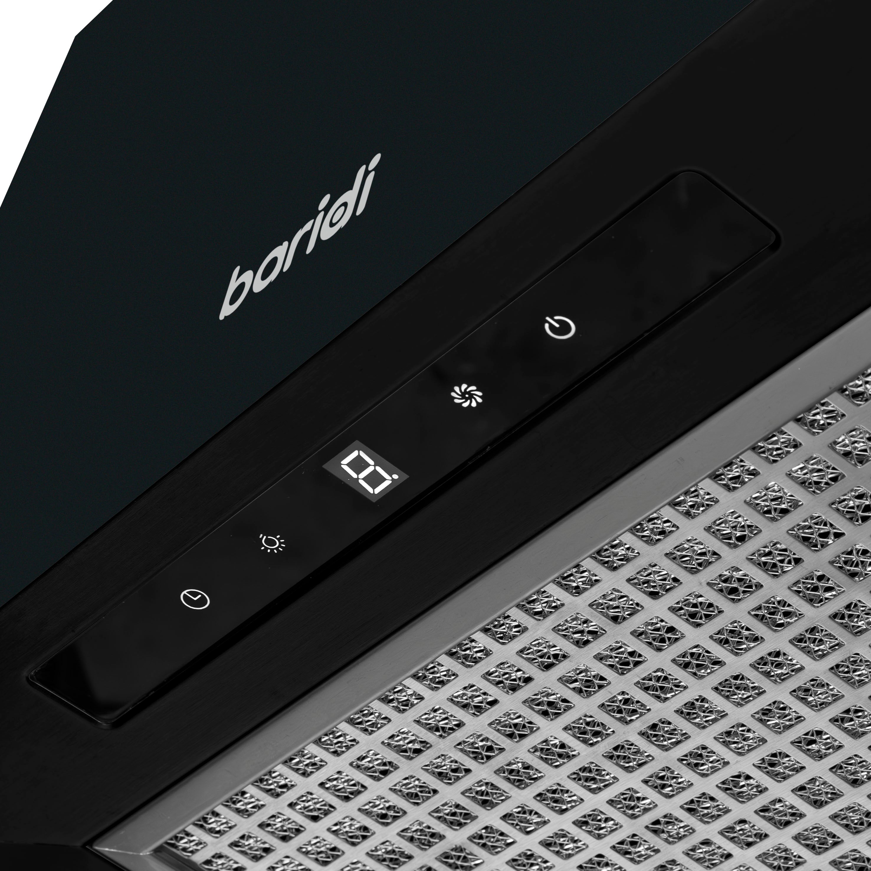 Baridi Island Cooker Hood - 40cm Square Stainless Steel Range Hood with 3 Speed Settings, Black (DH109) - Perfect for Modern Kitchens and Open-Plan Living Spaces