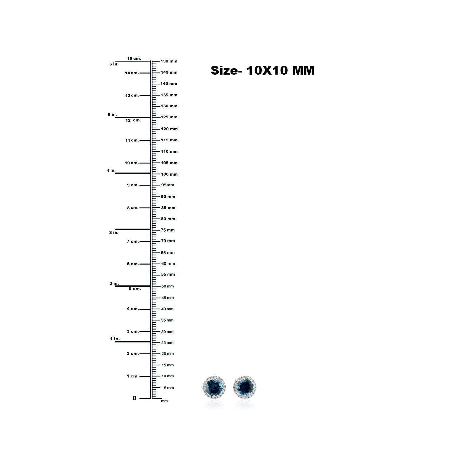 18K White Gold London Blue Topaz Pave Diamond Stud Earrings – Elegant Jewelry for Women, Perfect for Weddings, Parties & Special Occasions