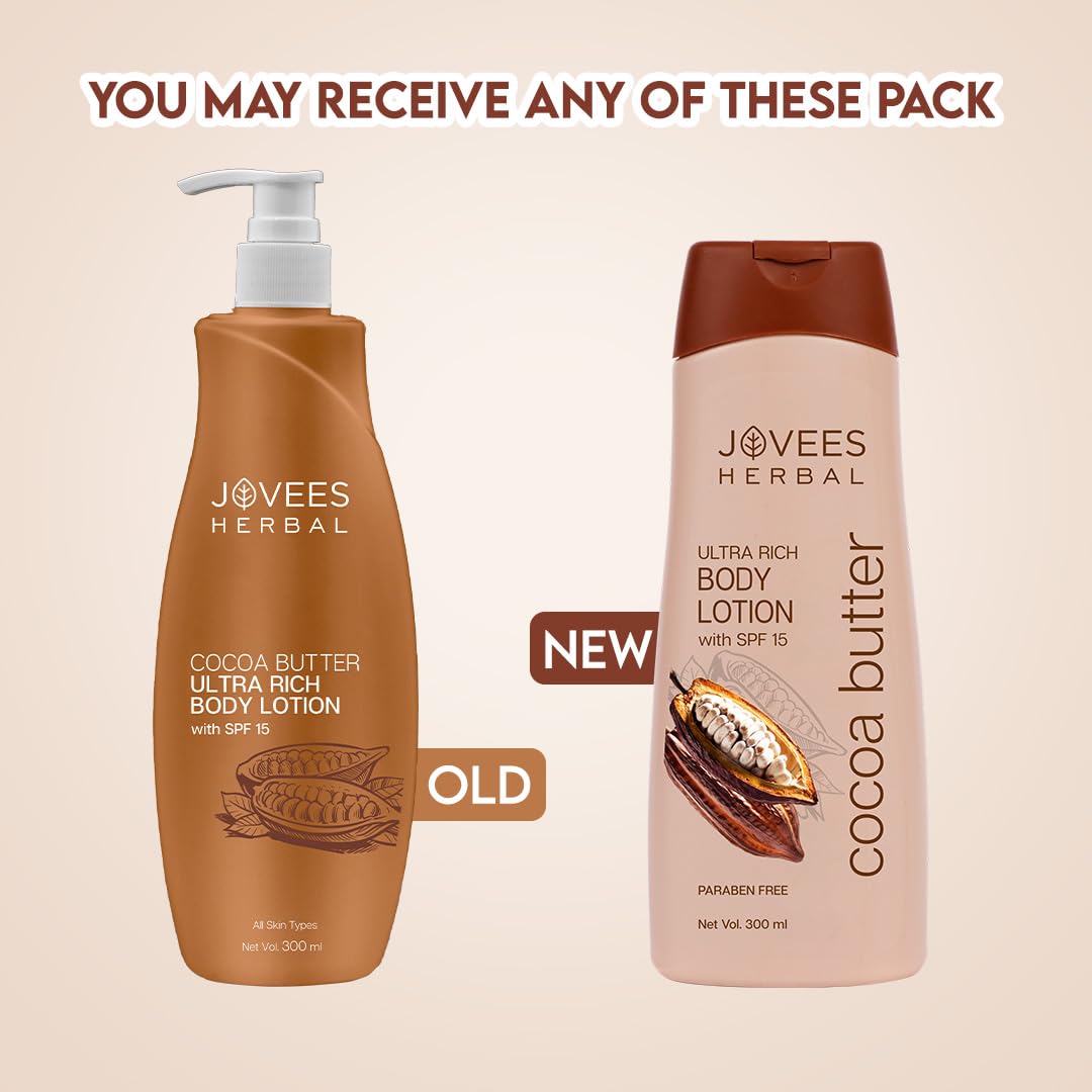 Jovees Cocoa Butter Body Lotion 300ml - Deep Moisturizing, Non-Sticky Formula for Very Dry Skin | Winter Skin Care with Cocoa Butter for Smooth & Healthy Skin | Perfect for Daily Hydration & Cold Weather Protection