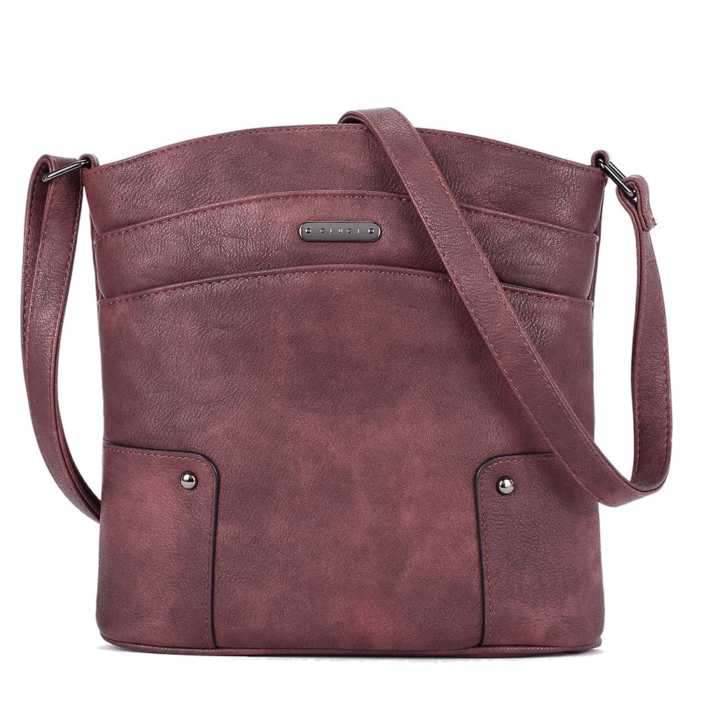 CLUCI Women's Leather Crossbody Bag - Vintage Shoulder Purse with Triple Pockets for Travel & Vacation | Perfect for Daily Use, Shopping, and Weekend Outings