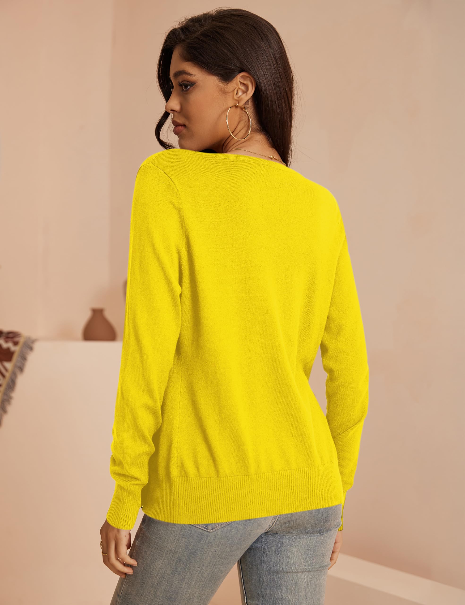 Jesdani Women's Soft Knit Button Down Cardigan Sweater - Long Sleeve Crew Neck Pullover for Casual Wear, Office & Fall Layering