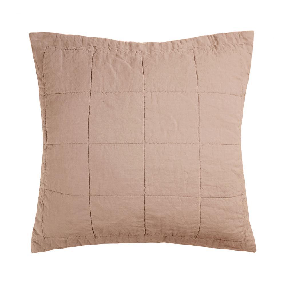 Premium French Flax Linen Quilted Euro Pillow Sham - Breathable & Luxurious Bedding by Bambury | Perfect for Master Bedroom, Guest Room & Boho Chic Decor