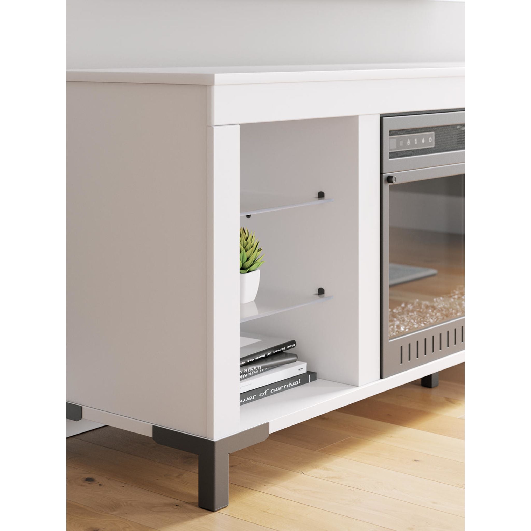 Modern TV Stand with Electric Fireplace - 60 Inch Entertainment Center for Living Room, Bedroom - Rustic Wood & Metal Design with Storage Shelves - Perfect for Cozy Winter Nights & Home Decor