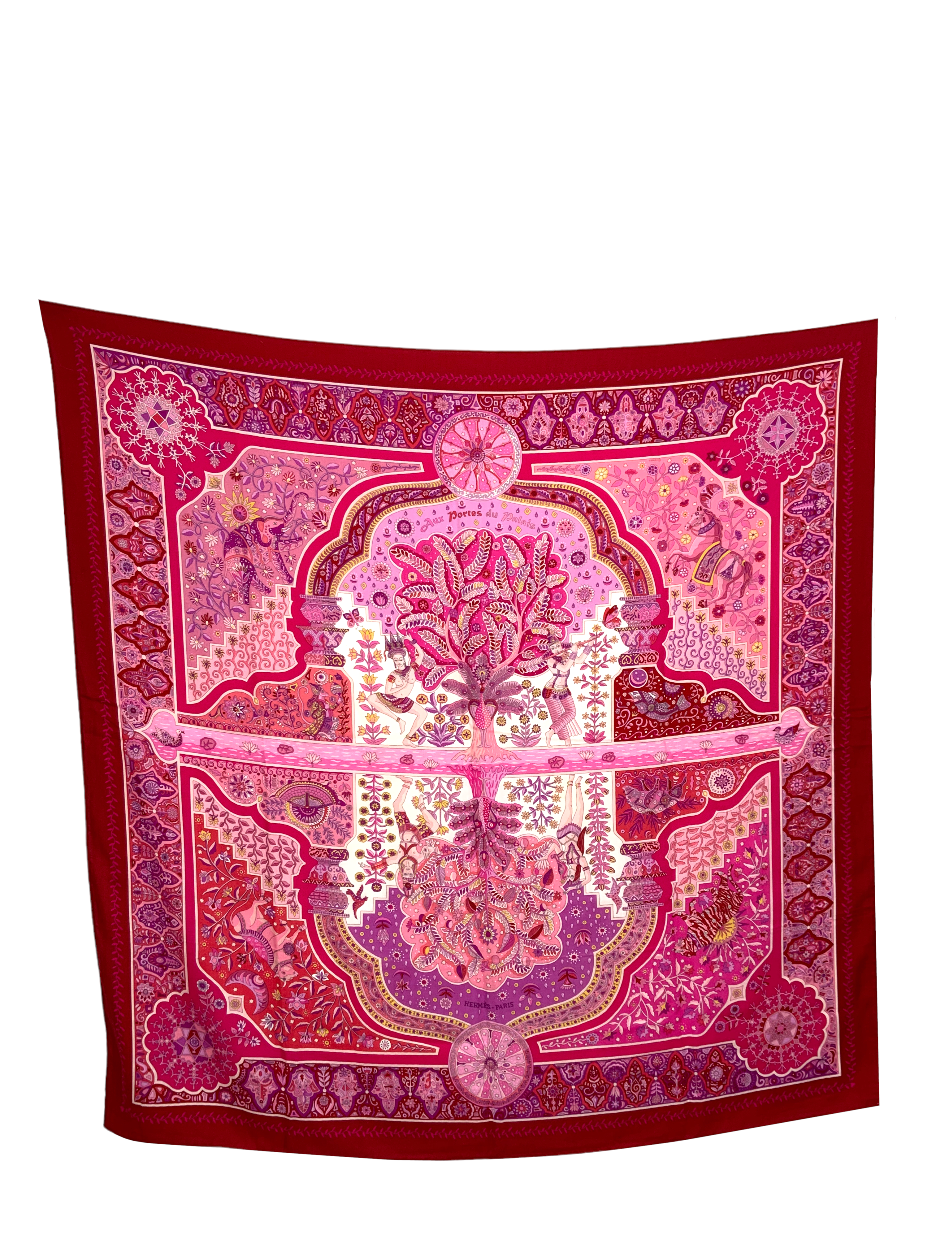 Luxury Hermes Aux Portes du Palais 100% Cashmere Shawl Scarf 140cm - Soft Winter Wrap for Women, Perfect for Gifts, Parties & Special Occasions