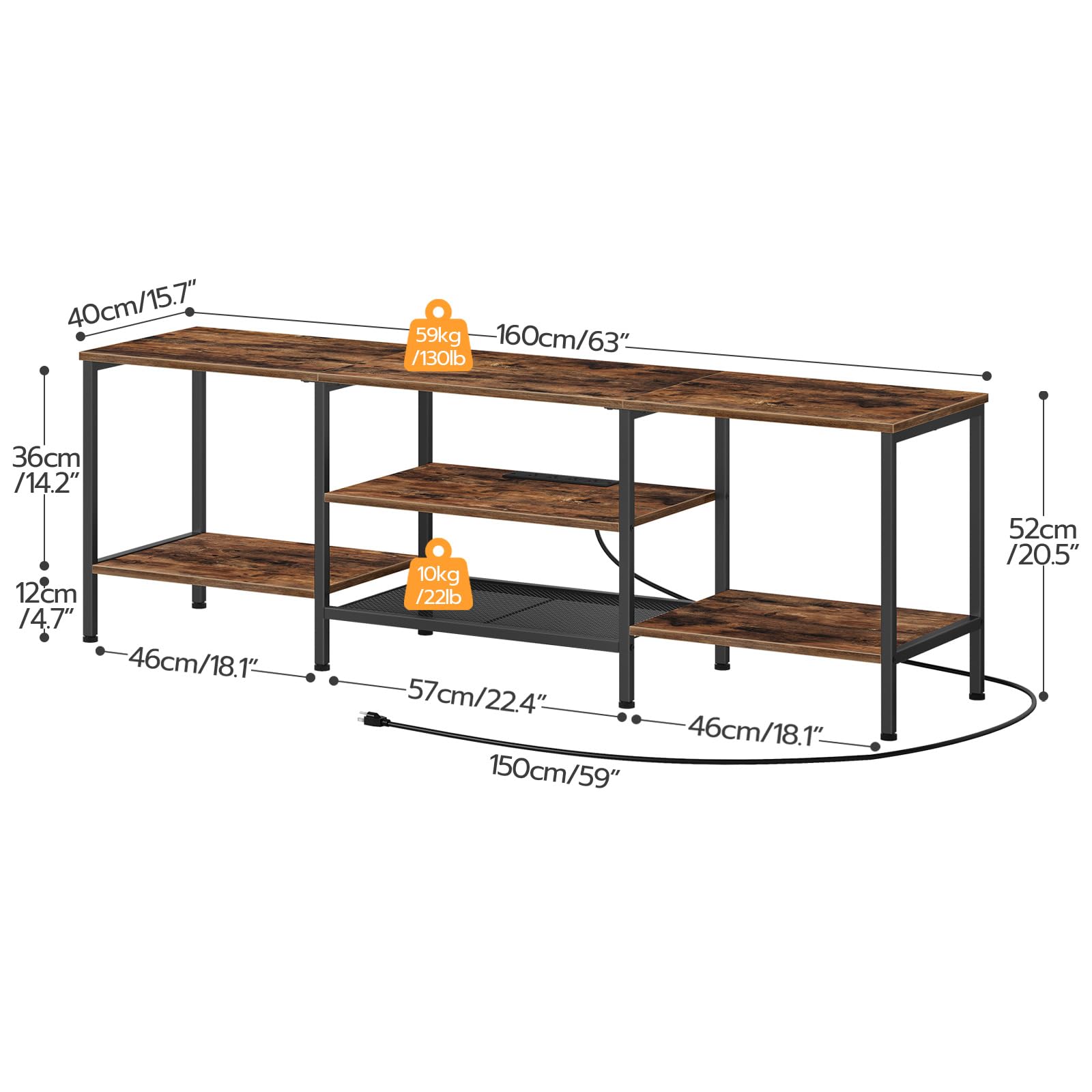 HOOBRO 75 Inch TV Stand with Power Outlets, Industrial TV Console Table with Open Storage Shelves & Cabinet, Rustic Brown & Black Entertainment Center for Living Room & Bedroom - Perfect for Gaming, Movie Nights & Home Theater Setup (Model BF60DS01)