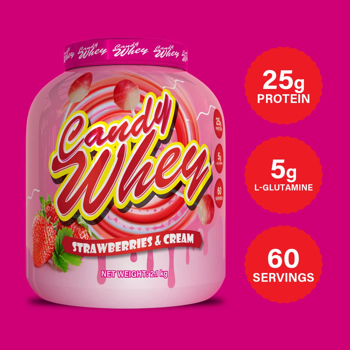 Premium Candy Whey Protein Powder 2.1kg (4.63 lbs) - Delicious Vanilla & Chocolate Flavors for Muscle Recovery & Post-Workout Shakes - Ideal for Gym, Fitness & Bodybuilding Enthusiasts