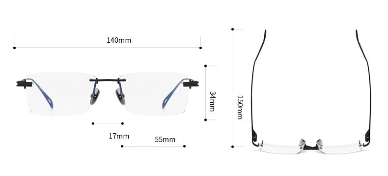 CCspace Unisex Rimless Square Titanium Eyeglasses 56511 - Lightweight Durable Frame for Men & Women - Perfect for Reading, Work, and Everyday Wear