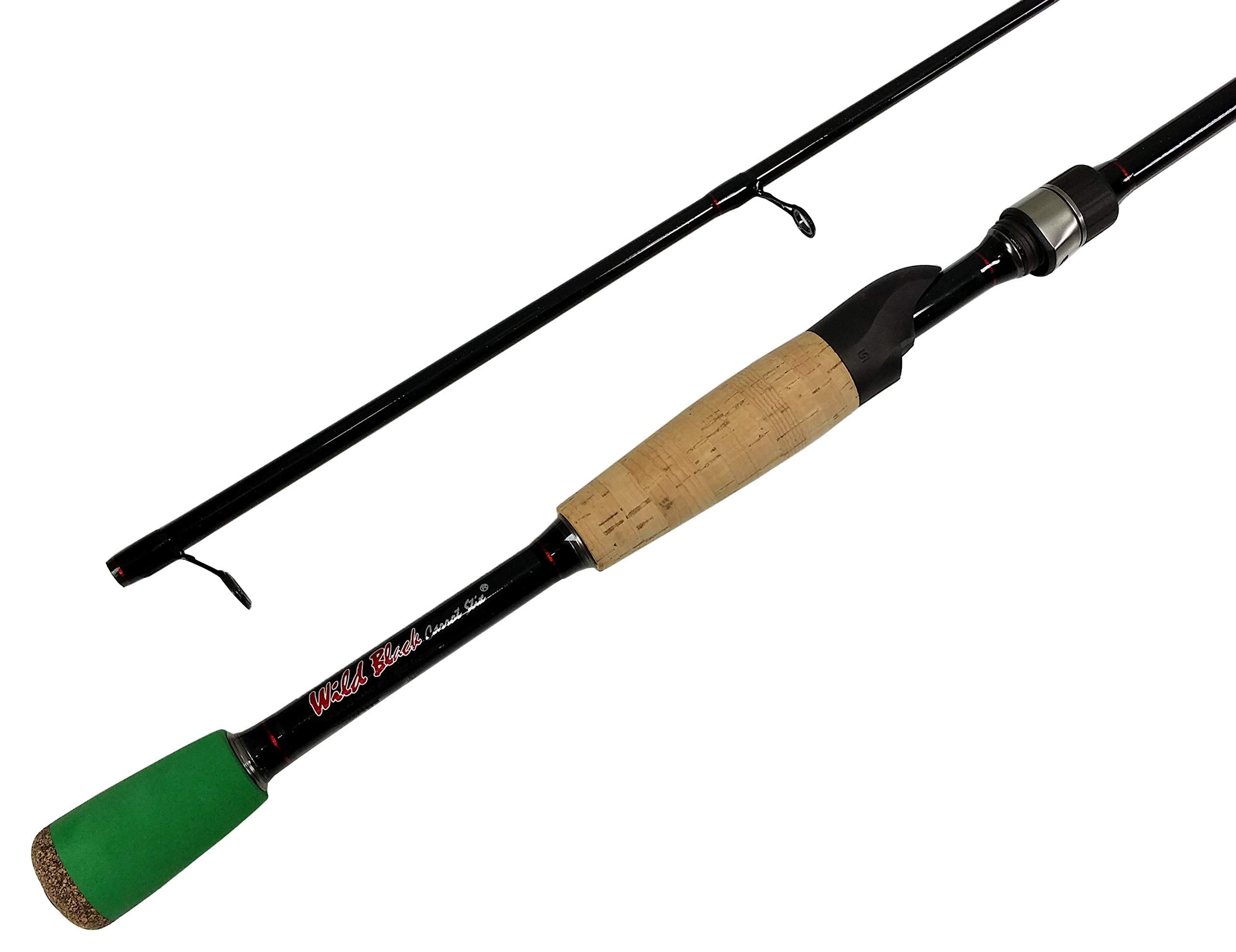 Carrot Stix Collapsible 2-Piece Spinning Fishing Rod - Wild Black | Portable Travel Rod for Bass, Trout & Freshwater Fishing | Perfect for Backpacking, Kayak & Shore Fishing