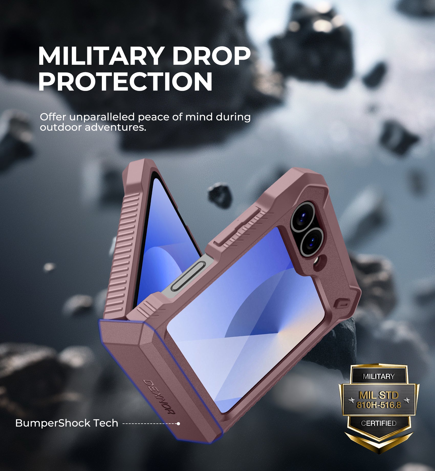 Dexnor Shockproof Rugged Case for Samsung Galaxy Z Flip 6 with Hinge Protection, Screen Protector, Full Body Bumper & Kickstand - Perfect for Outdoor Activities, Travel and Daily Protection