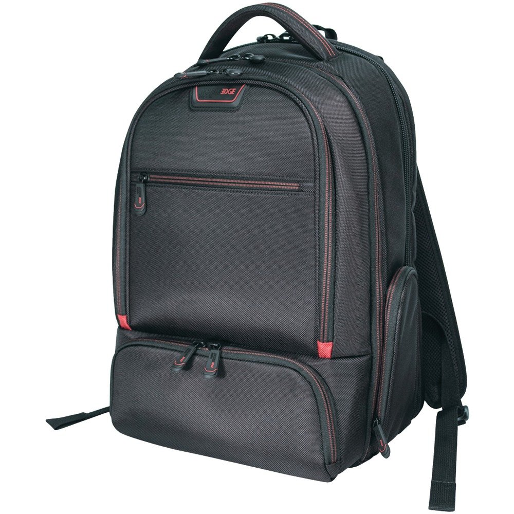 Professional Laptop Backpack for Men & Women - TSA Approved 17 Inch Laptop Bag Compatible with MacBook Pro 16-17 Inch - Durable Work & Travel Backpack with USB Charging Port - Perfect for Business, College & Commuting (Black/Red)