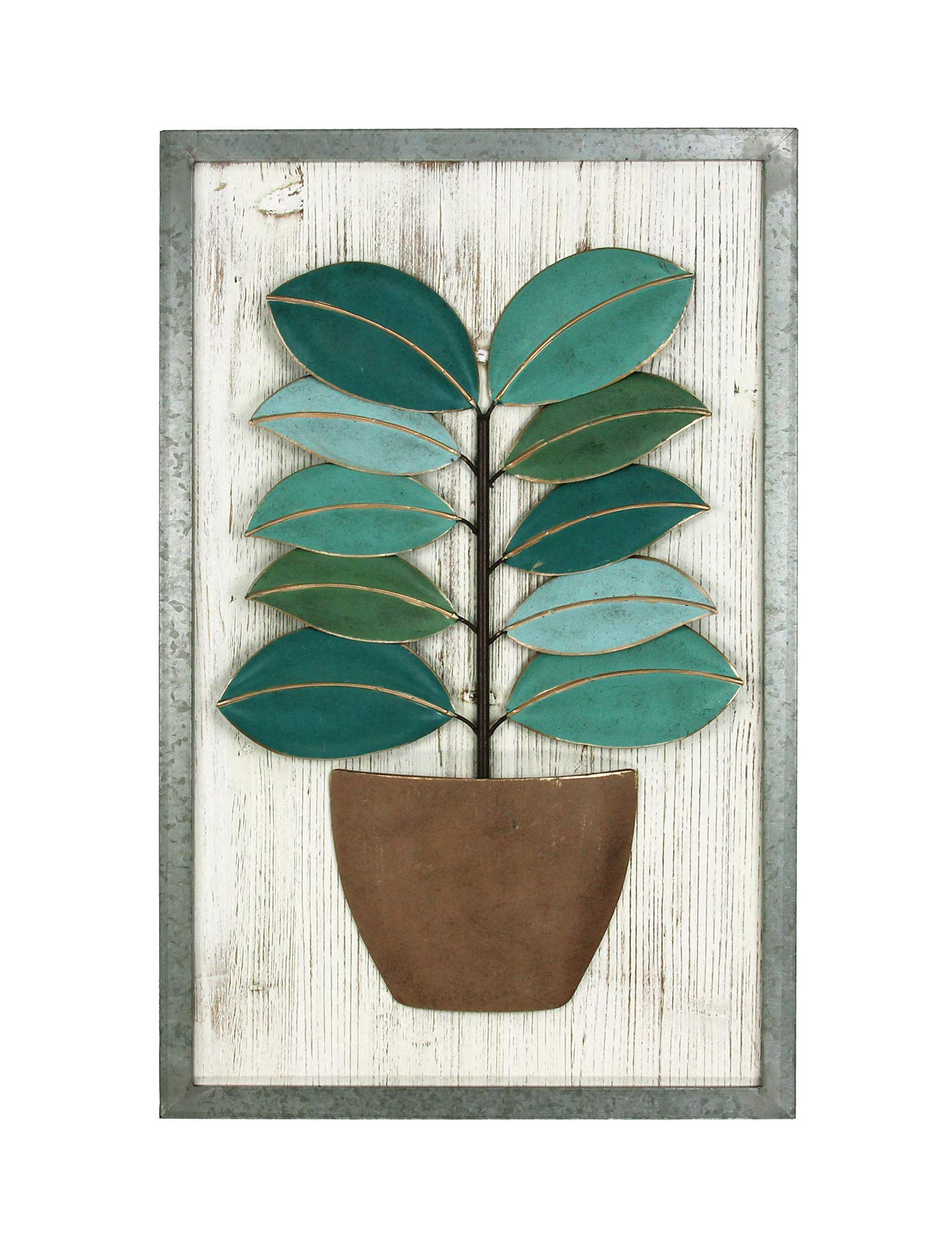Astrid Green Metal Leaf Wood Wall Art - Handmade Home Decor for Living Room, Bedroom & Office - Nature-Inspired Modern Wall Hanging for Interior Design