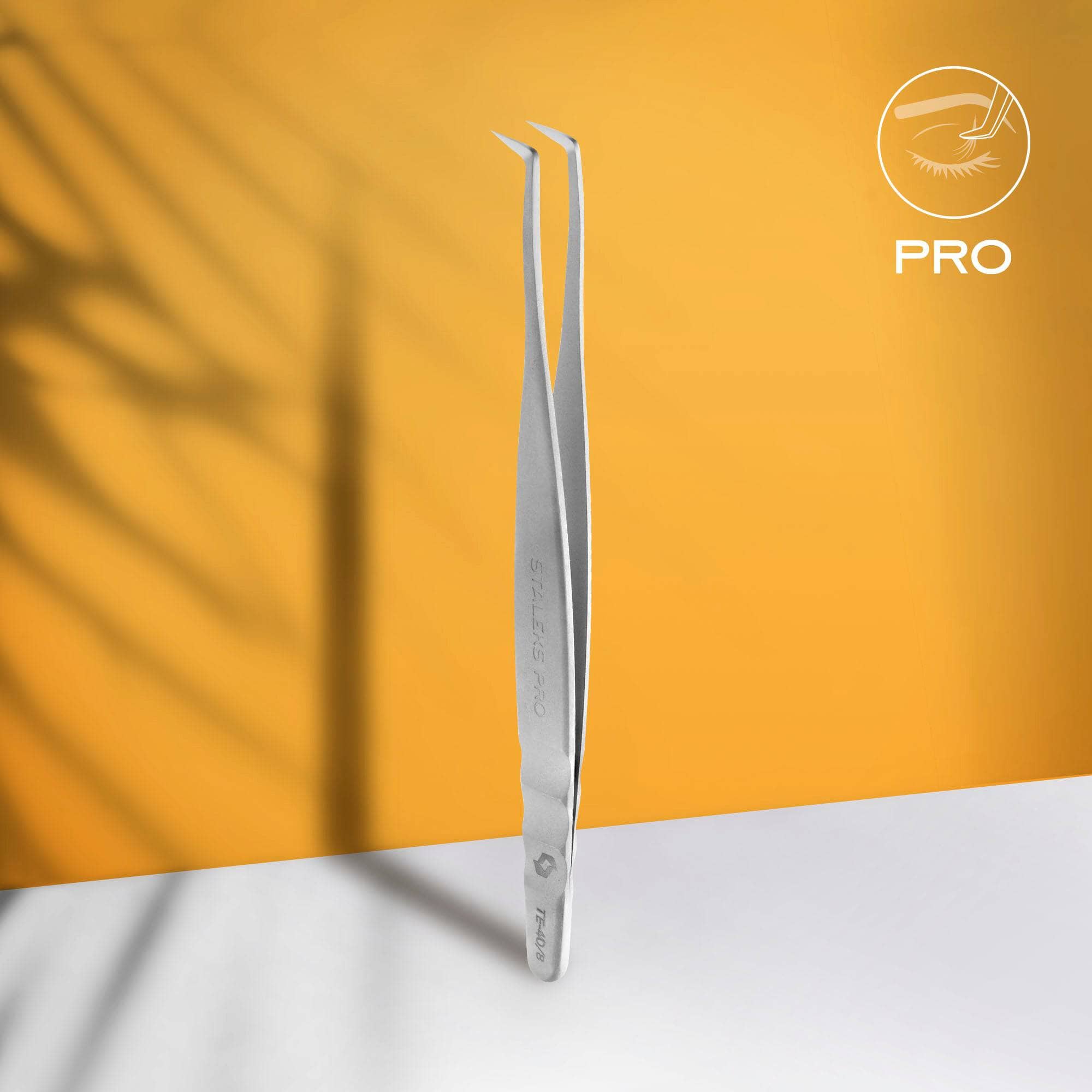 Staleks Professional Eyelash Tweezers EXPERT 40 TYPE 8 - Curved Volume Extension Tweezers (85mm) for Lash Artists & Salon Professionals - Perfect for Volume Lash Extensions & Precision Work