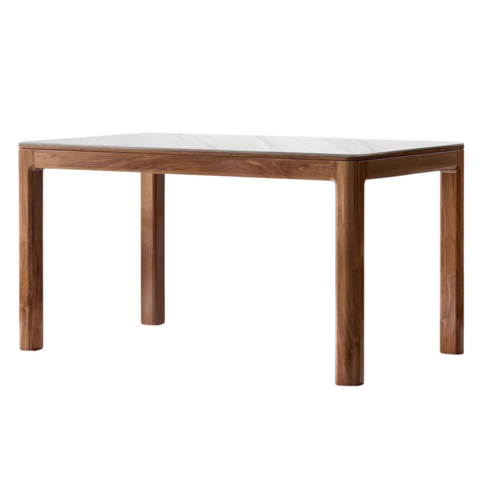 55.1x31.4x29.9 inch / 140.4x80.4x76 cm / Rich Dark Walnut color Slate top white color / dining table-