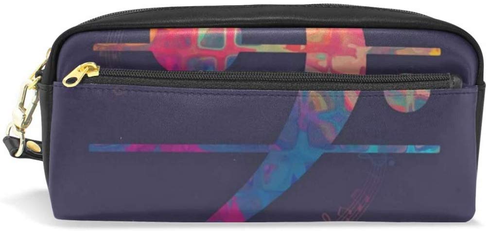 Colorful Bass Clef Print Pencil Case - Stylish Pen Bag & Stationery Pouch for School, Office, or Travel | Perfect Makeup Organizer & Cosmetic Box for Daily Use