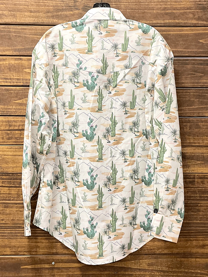 Vintage Western Shirt for Men | Rockmount 6873 Desert Cactus Print | Cowboy Style Button Up Shirt for Country Music Festivals & Rodeo Events