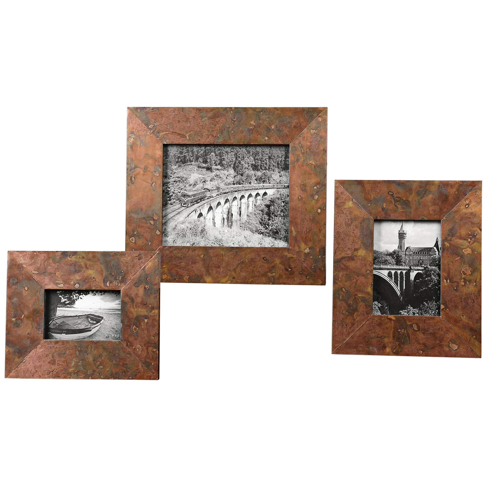 Uttermost Ambrosia 3-Piece Sheet Copper Photo Frame Set - Elegant Wall Decor for Living Room, Bedroom & Office | Perfect for Family Photos, Art Display & Home Interior Design
