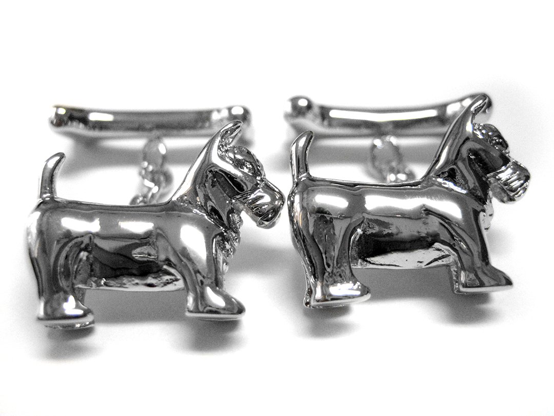 Kiola Designs Silver Dog & Bone Cufflinks for Men - Elegant Canine-Themed Dress Accessories for Weddings, Business Meetings & Formal Events